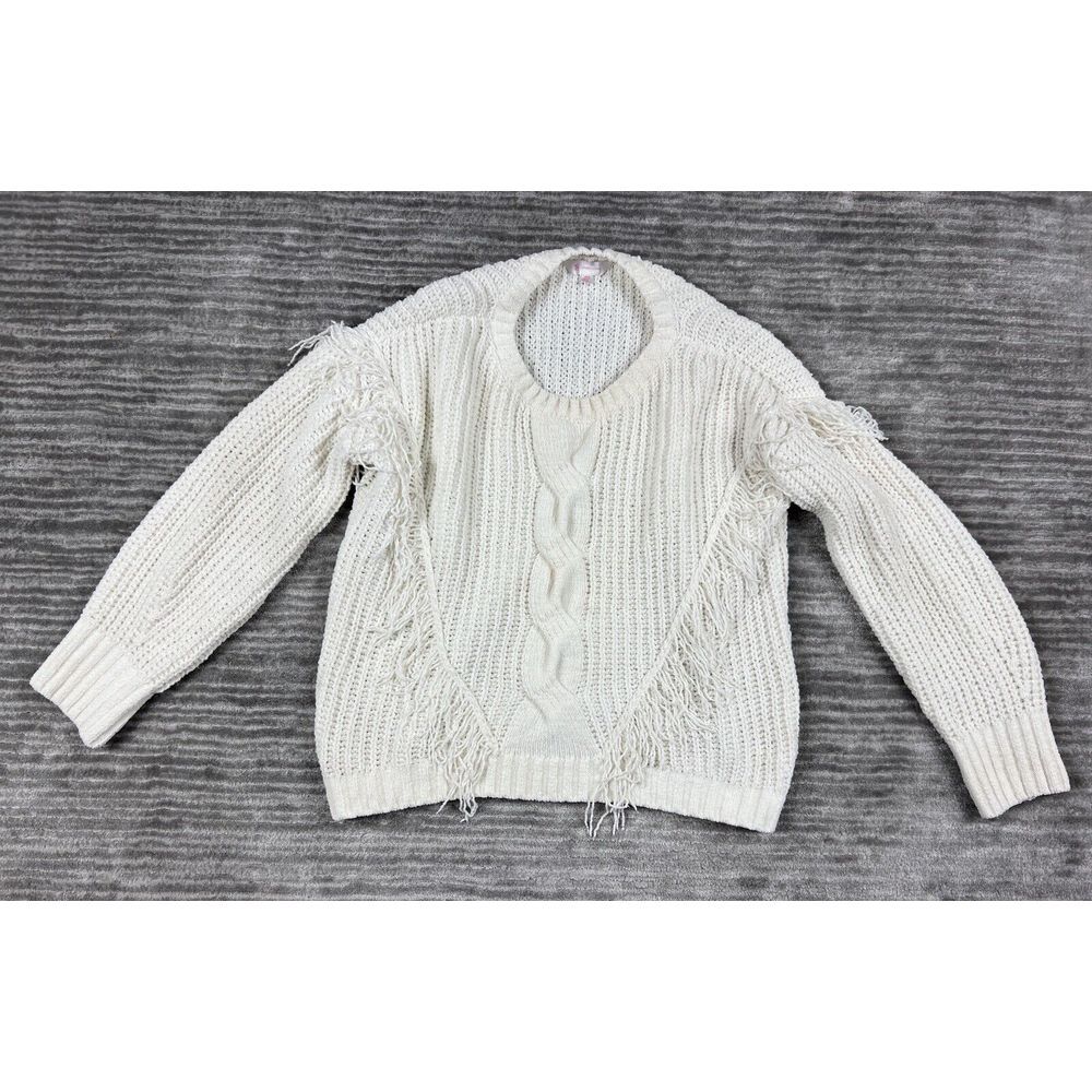 No Boundaries Sweater Womens Large 11-13 Ivory Long Sleeve 100% Polyester
